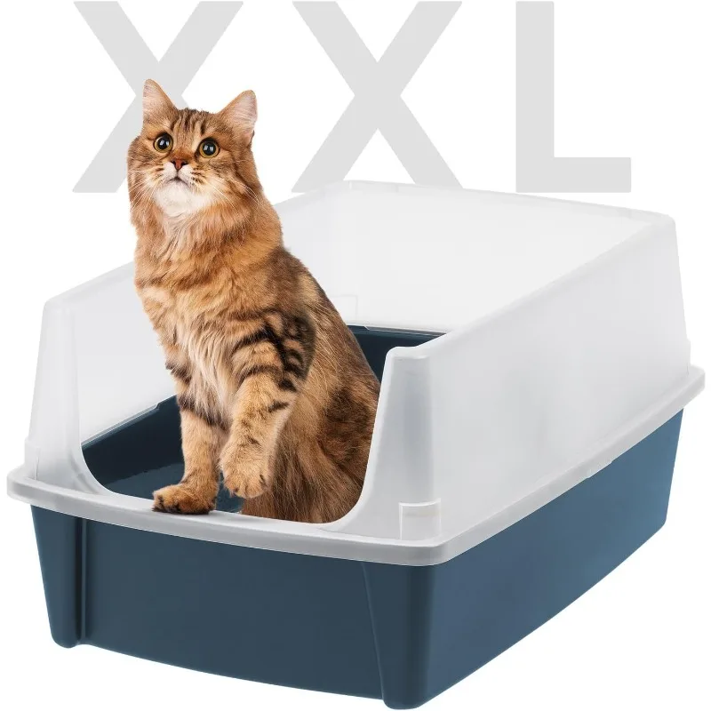 

XX-Large Cat Litter Box, Open Top Extra Large Litter Box for Big Cats and Multi-Cat Households, High Sided Scatter Shield
