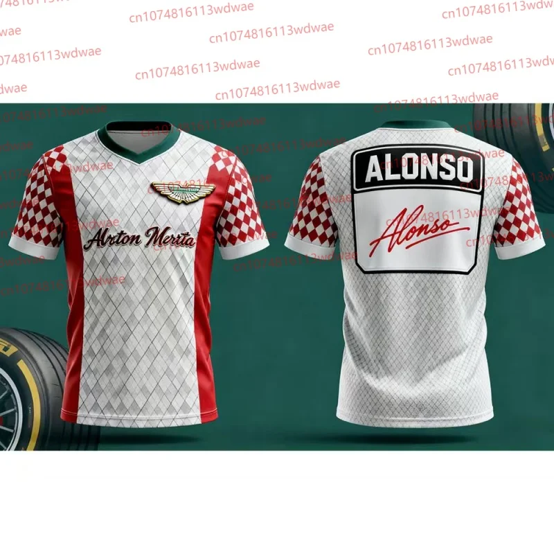 

Футболка Aston Martin 2026 с номером Фернандо Алонсо. Футболка 14 T Spanish Racers Team Racing Suit, быстросохнущая, винтажная