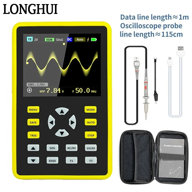 

2.4 Inch 5012H Digital Storage Oscilloscope Tablet Oscilloscopes 500MS/s Sampling Rate 100MHz Analog Bandwidth Support Storage