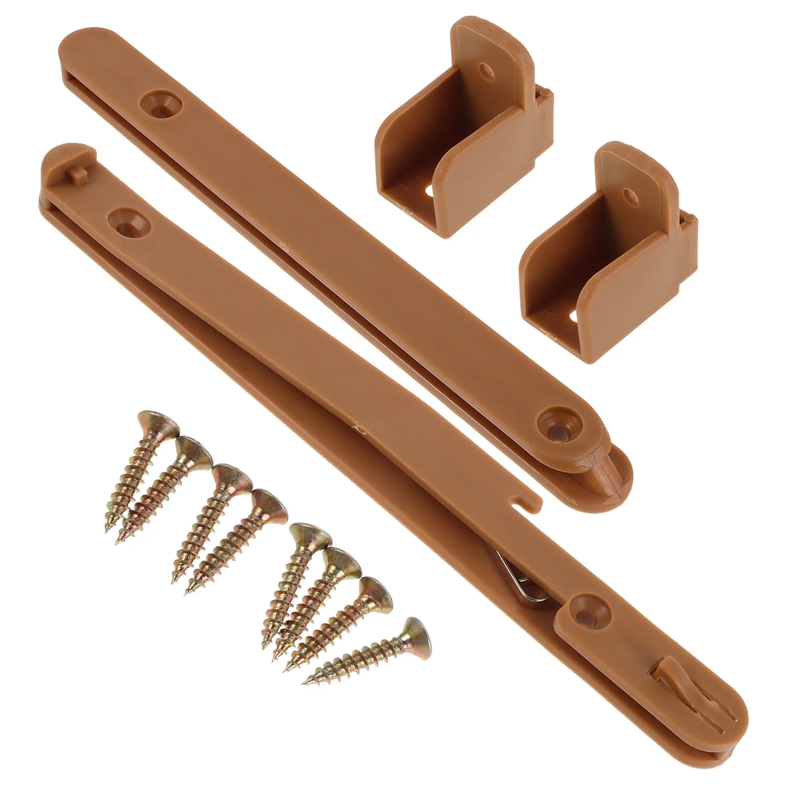 1 juego de rieles para cercado de cuna de bebé, con conectores de plástico ajustables, herrajes para rieles elevables, ideal para proyectos de muebles y armarios, color marrón claro.