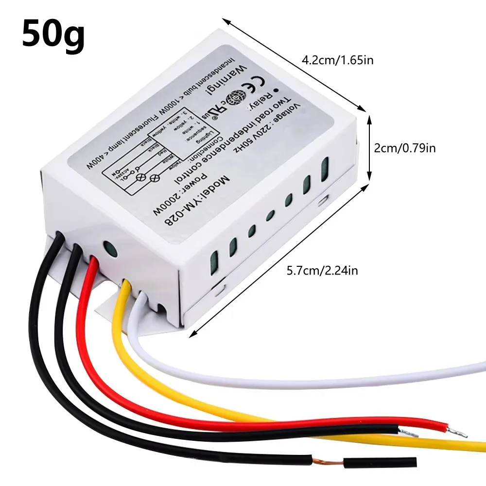 AC 220V 2-Ways Digital Subsection Switch 2000W Independence Control Piecewise Switch For Fluorescent Lamps Energy-Saving Lamps