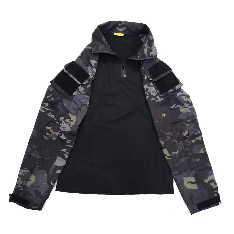 Outdoor Tactical Shirts Combat Shirt 1/4 Zipper Ripstop Wear-resisting Camo Airsoft T-Shirts Male Clothing
