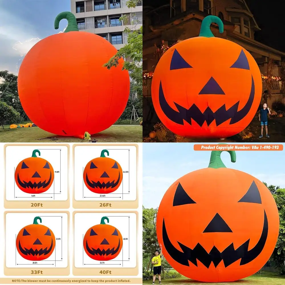 

Надувная декорация-тыква премиум-класса 26т с воздуходувкой, украшение для улицы, газона, двора на Хэллоуин или Рождество