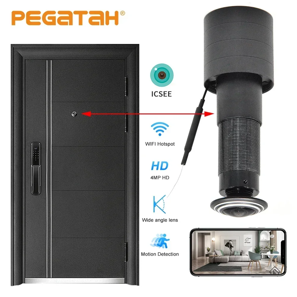 PEGATAH 4MP HD Video Peephole Wifi Camera Motion Detection Door Viewer Video-eye Wireless Intercom Monitor for Home Security