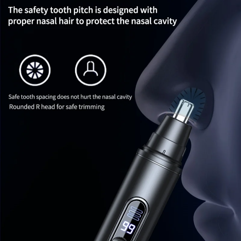 HOMEFISH Men's Electric Nose Hair Trimmer USB Rechargeable Painless Nose Ear Eyebrow Hair Remover Portable Mini Clipper