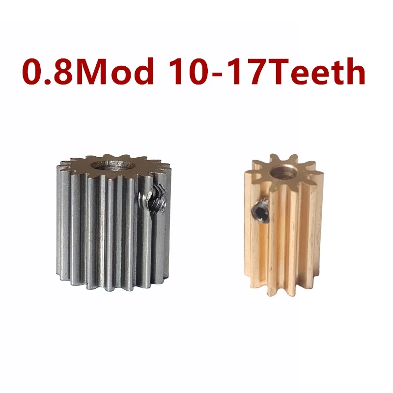 2pcs 0.8 Mod 10 Teeth 11 Teeth 12 Teeth 13 Teeth 14 Teeth 15 Teeth 17Teeth Brass 45 Carbon Steel Involute Cylindrical Spur Gear