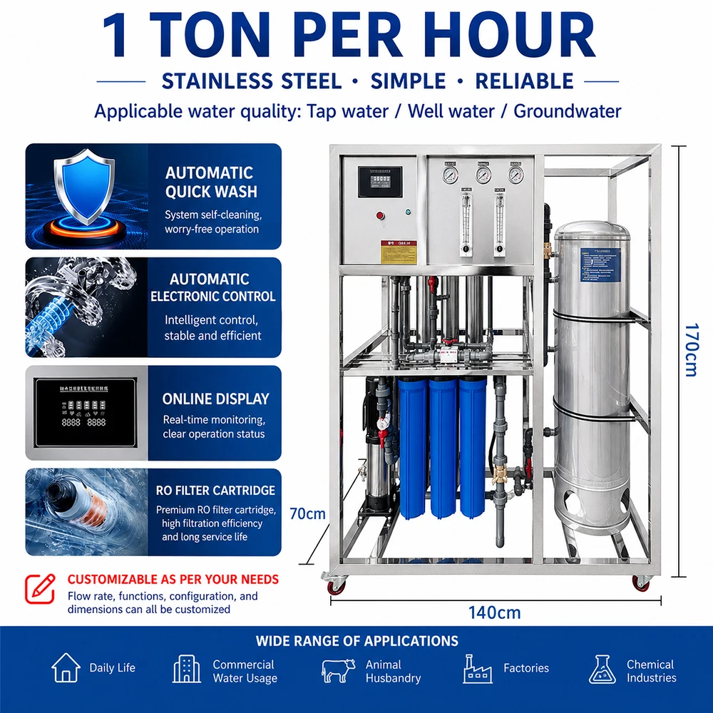 CE Certified Reverse Osmosis Water Filter System With Iron Remover, Deep Well Filtration For Livestock