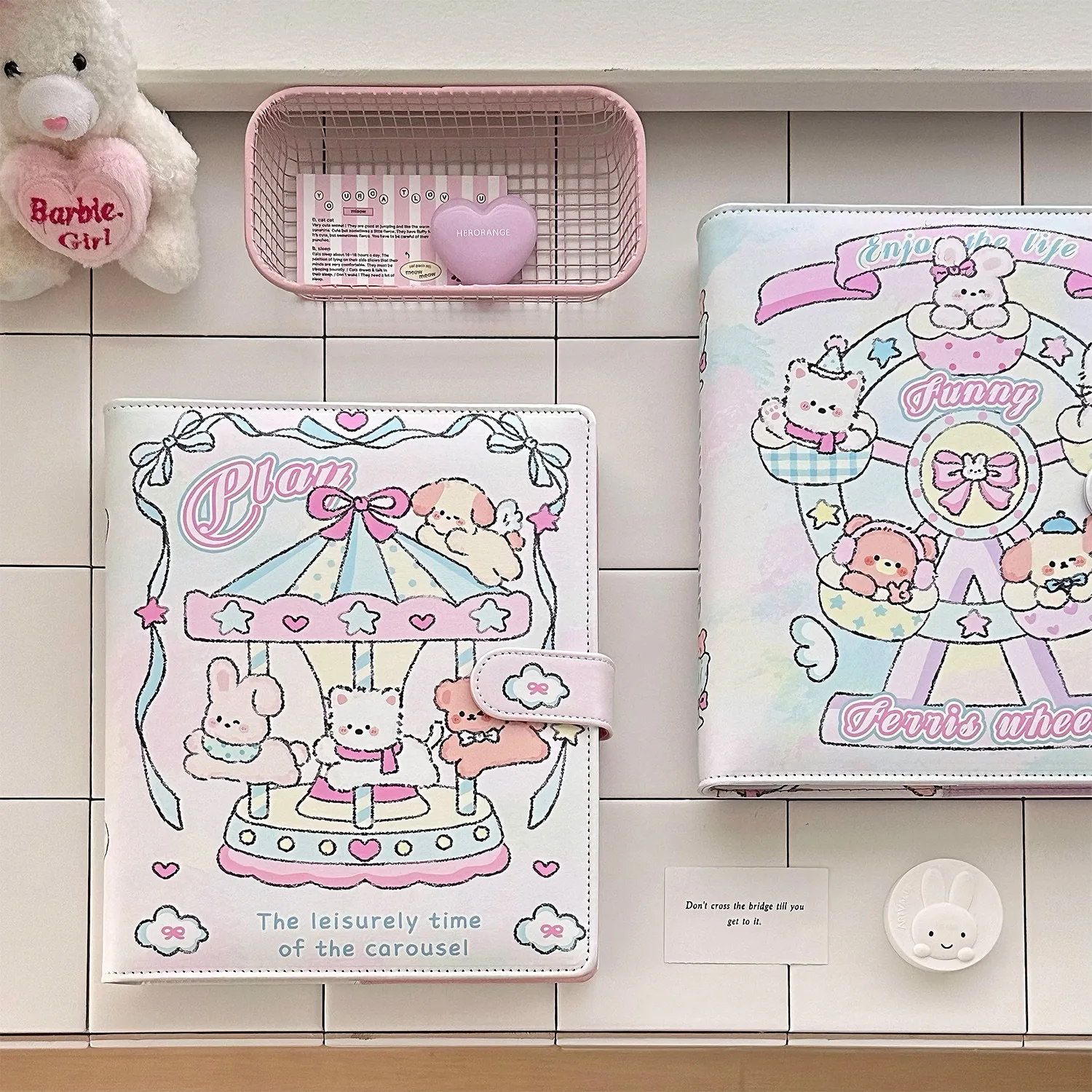 A5 Loose Leaf Photo Album Rose Meow DIY Binder Photocards Collect Book Diary Agenda Planner DIY Cover Album Stationery