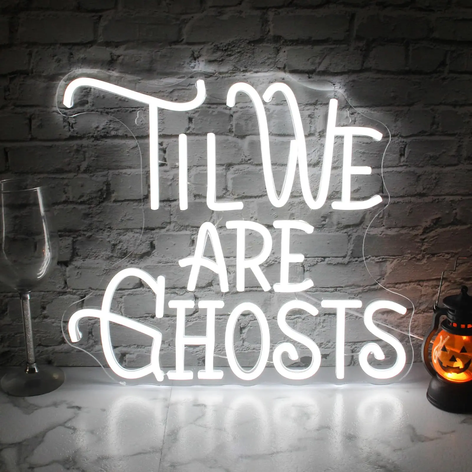 

Till We Are Ghosts Неоновая вывеска Светодиодная неоновая вывеска Настенный декор для готического дома Хэллоуин Тематическая вечеринка Свадебный подарок для ребенка с питанием от USB