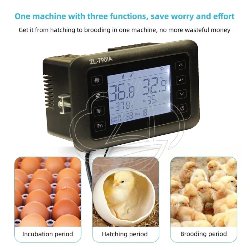 Multi-Function Automatic Incubator Controller, ZL7901A Temp Humidity Thermostat with Egg Turning for Heat Preservation