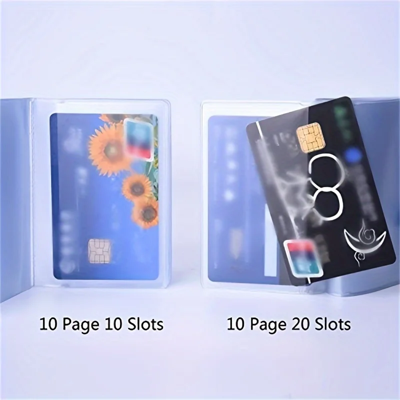 2pcs Transparent Plastic Wallet Inserts with 10 Pages 20 Slots And 10 Pages 10 Slots Credit Card Holder Organizing Accessory