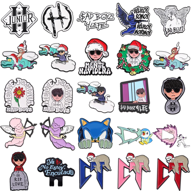 Christmas Hat Angel Boy Animated Metal Hat Clip Pins Enamel Pins Cartoon Adventure Film Sports Golf Hat Pin Badge Jewelry Gift