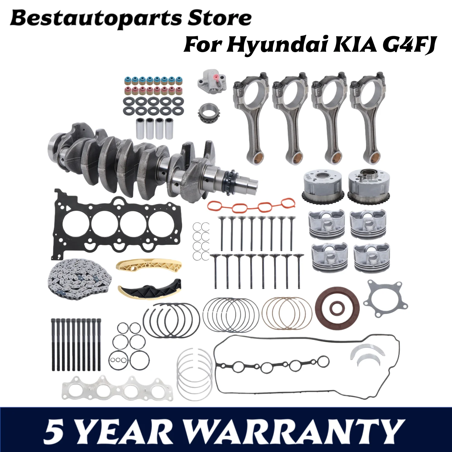 G4FJ 1.6L Turbo Engine Overhaul Rebuild Kit - Crankshaft / Rods For Hyundai KIA