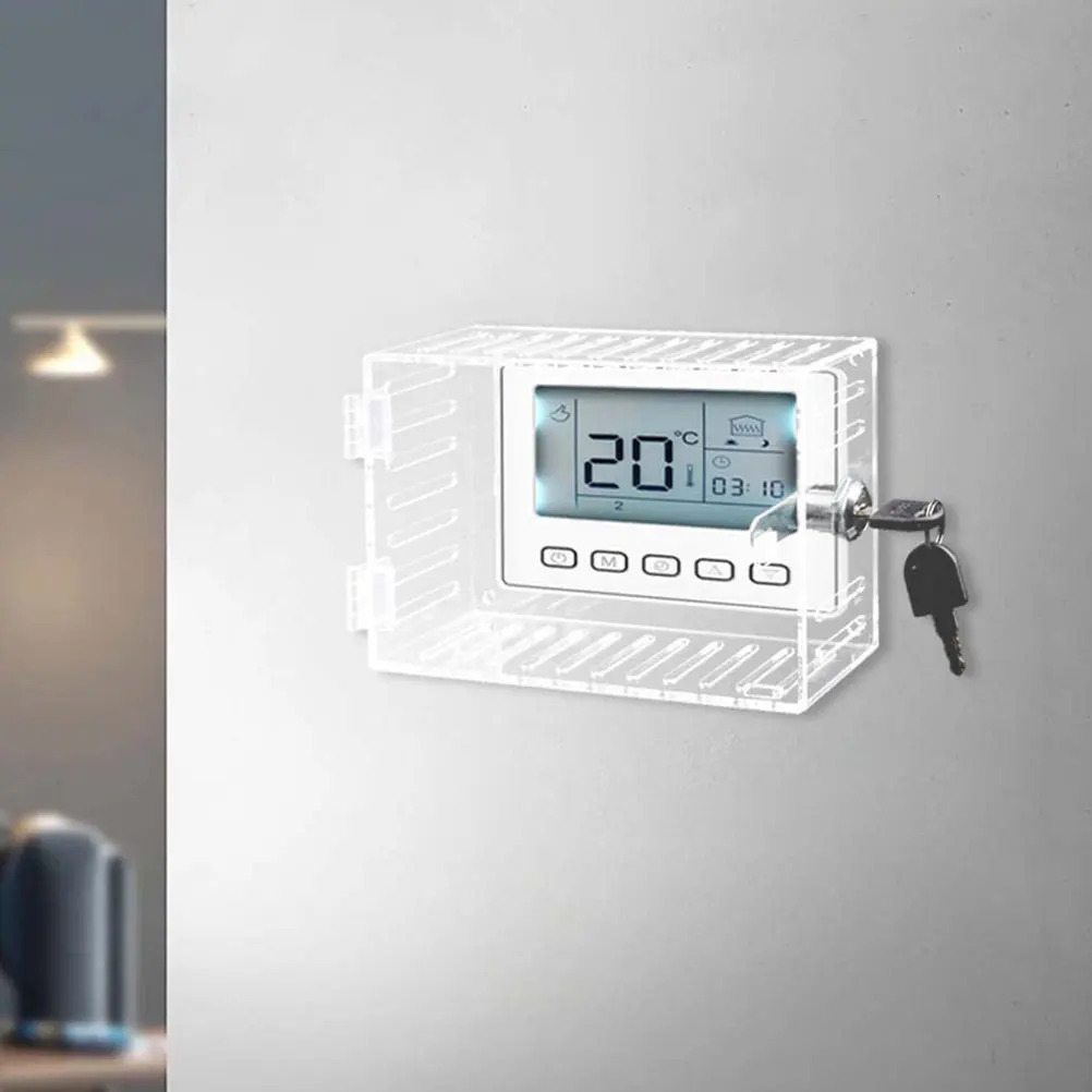 

Thermostat Lock Box Wall Acrylic Supply Key Lock Transparent Cover Thermostat Accessory Durable Housing