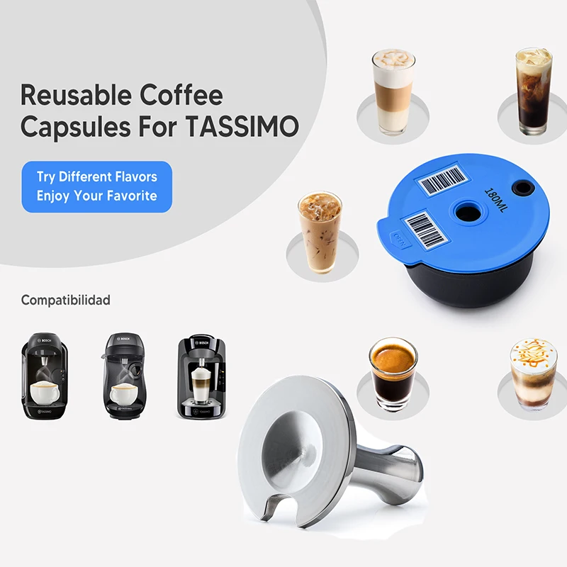 Capsule Tampering 60ML / 180ML Reusable Coffee Capsule Pods for BOSCH-s Machine Tassimo Refillable Filter Maker Pod