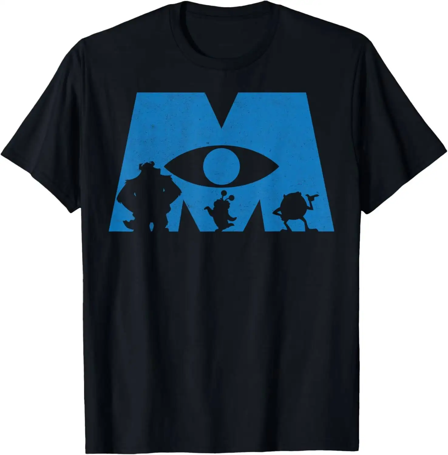 Pixar Monsters, Inc. Character Silhouette Logo Summer Short-Sleeved Breathable Sweat-Wicking Versatile Fashion T-Shirt 100%
