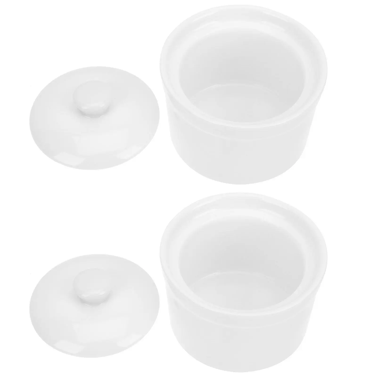 

2Pcs Ceramic Soup Crocks Porcelain White Stew Pot Secure Lids Microwave Oven Safe Serving Casserole Clay Pot Steam Soup Bowl