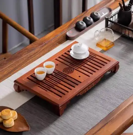 Pear Blossom Solid Wood Tea Tray Tea Table Household Drawer Type Water Storage And Drainage Tea Set Tools Kung-fu Tea Tray