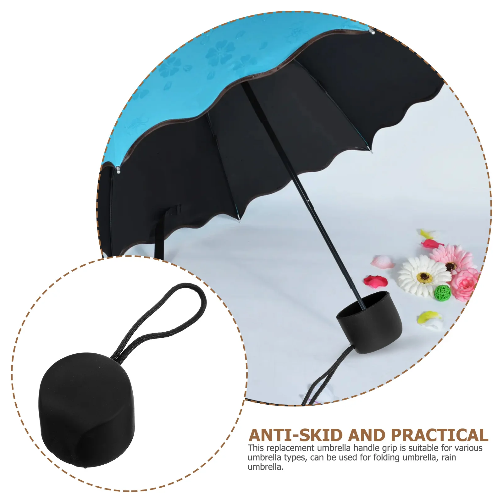 Umbrella Handle Grip Replacement for Folding Repair Handles Plastic Comfortable Delicate Workmanship