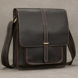 Newsibrds borsa a tracolla da uomo in vera pelle di vacchetta al Borsa a tracolla in vera pelle di alta qualità borsa a tracolla in pelle stile Vintage dell'uomo