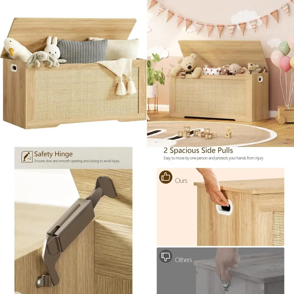 صندوق تخزين كبير مقاس 39.4 بوصة مع مفصلات أمان: صندوق ألعاب لغرفة النوم متعدد الأغراض، ومقعد تخزين، ومنظم للأحذية