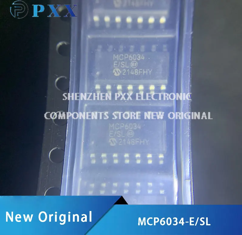 MCP6034-E/SL مضخم تشغيلي دقيق رباعي السكك الحديدية إلى السكك الحديدية 1.8 فولت 14 كيلو هرتز SOIC-14 #1