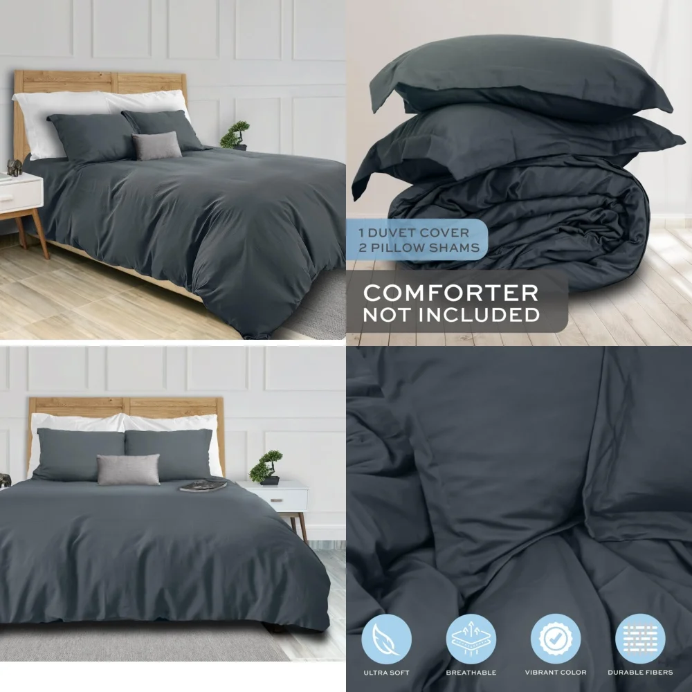 

Duvet CoverDuvet Cover Set with Zipper Closure 90x90 Inches Includes 1 Duvet Cover 2 Pillow Cases Soft Gray Bedding Set Double