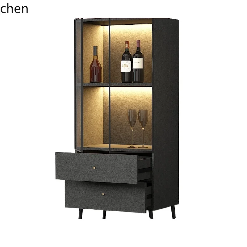 wine cabinet solid wood display small side cabinet restaurant glass storage cabinet