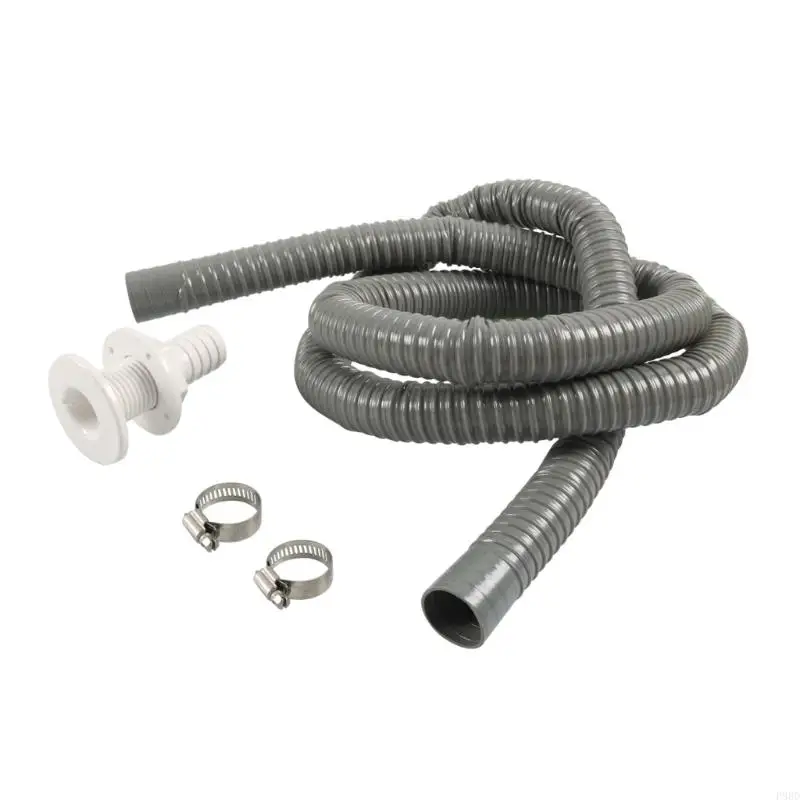 1 1/2 Inch Marine Bilge Drain Outlet ABS Plastic With 39mm Hose Clamp And 6 Foot Corrugated Tube