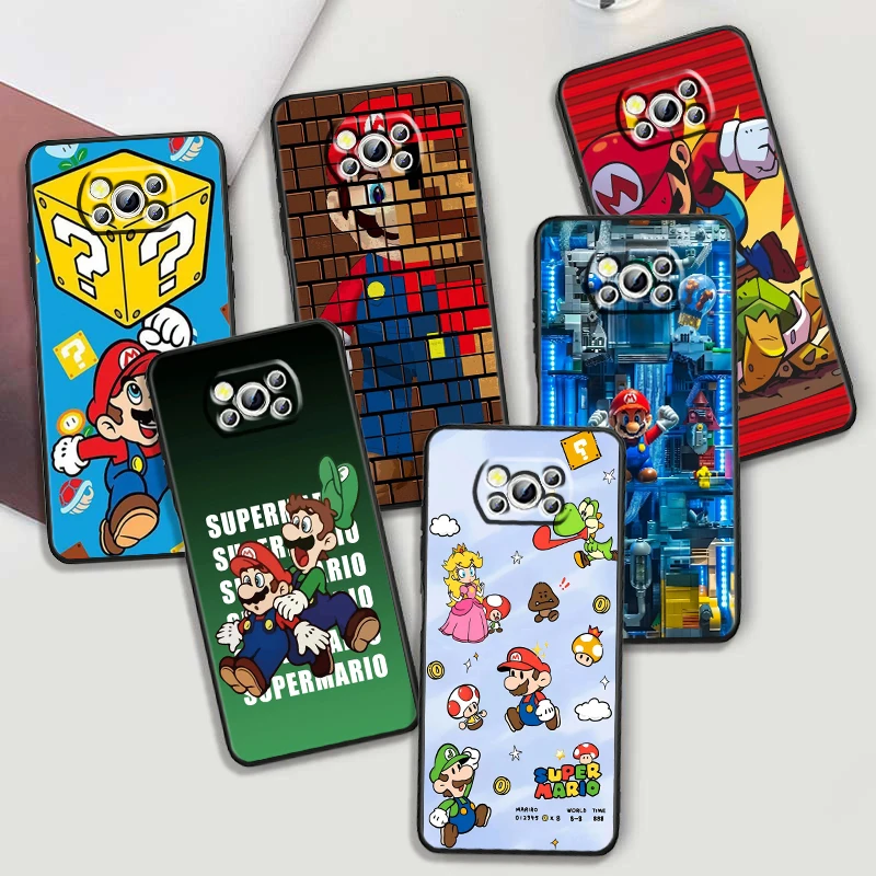 

Cartoon Game Supers M-Marios For Xiaomi Mi Poco F5 F4 F3 F2 X5 X4 X3 M6 M5 M5S M4 M3 C40 Pro GT NFC 5G Black Cover Phone Case