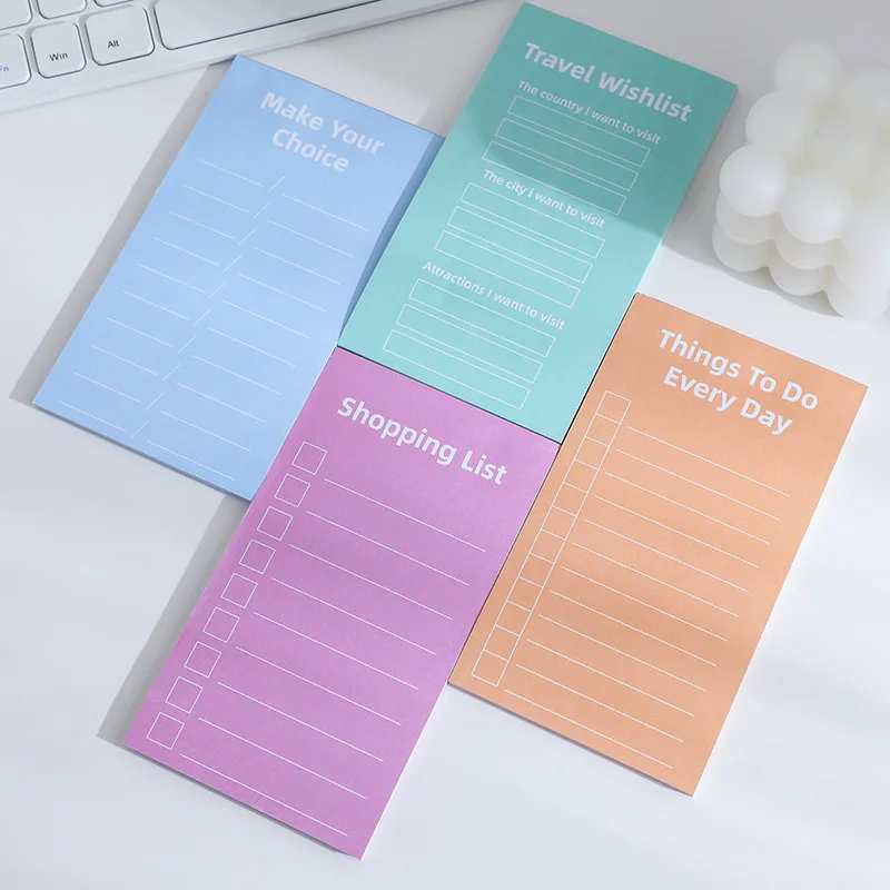 50 Sheets Korean CUTE Work Notes Today\'s Weekly Plan Notepad Home Shopping List Record Office Stationery School Supplies