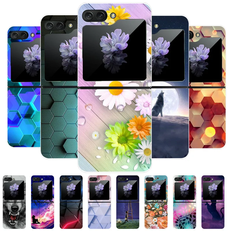 

For Samsung Galaxy Z Flip 5 5G Case Cute Transparent PC Hard Case Back Cover For Samsung ZFlip5 Z Flip 5 Phone Coque Flip 5 Capa
