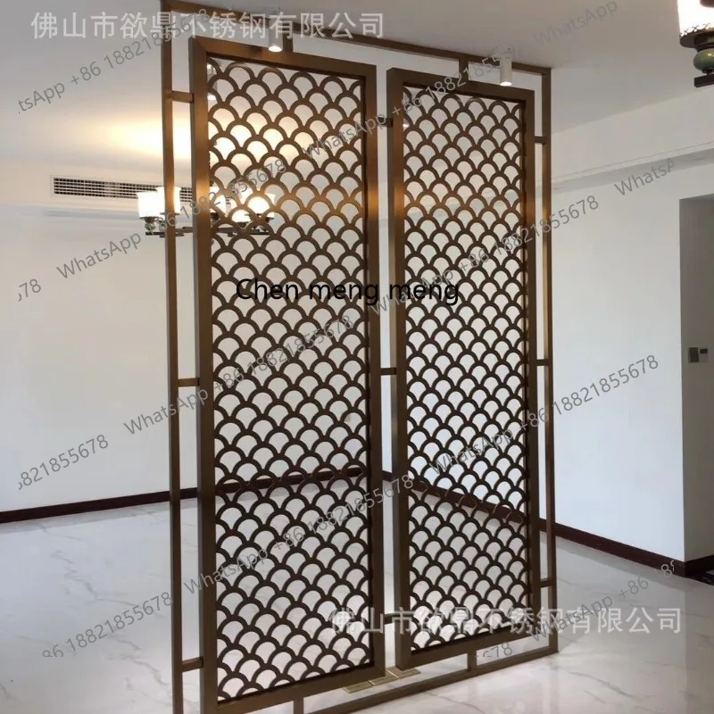 Stainless steel screen partition indoor light luxury screen hollow Chinese modern fish scale entrance living room manufacturer