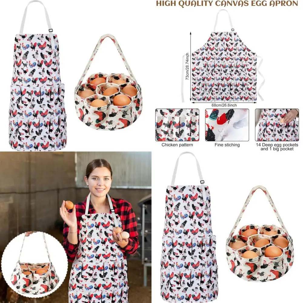 

Dual-Pocketed Egg Collection Apron with 15 Pockets and 7-Pocket Basket for Farm Fresh Egg Gathering