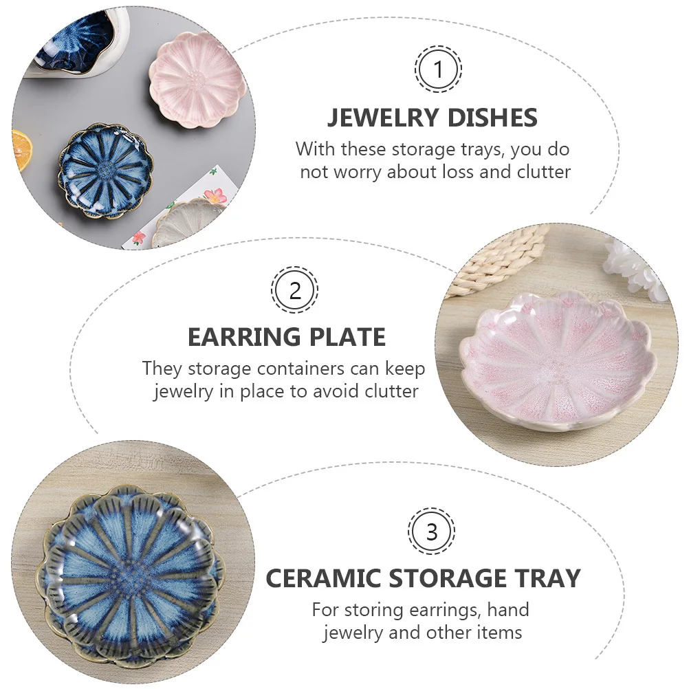 Jewelry Display Plate Earring Storage Container Space-saving Tray Ceramic Organizer Compact