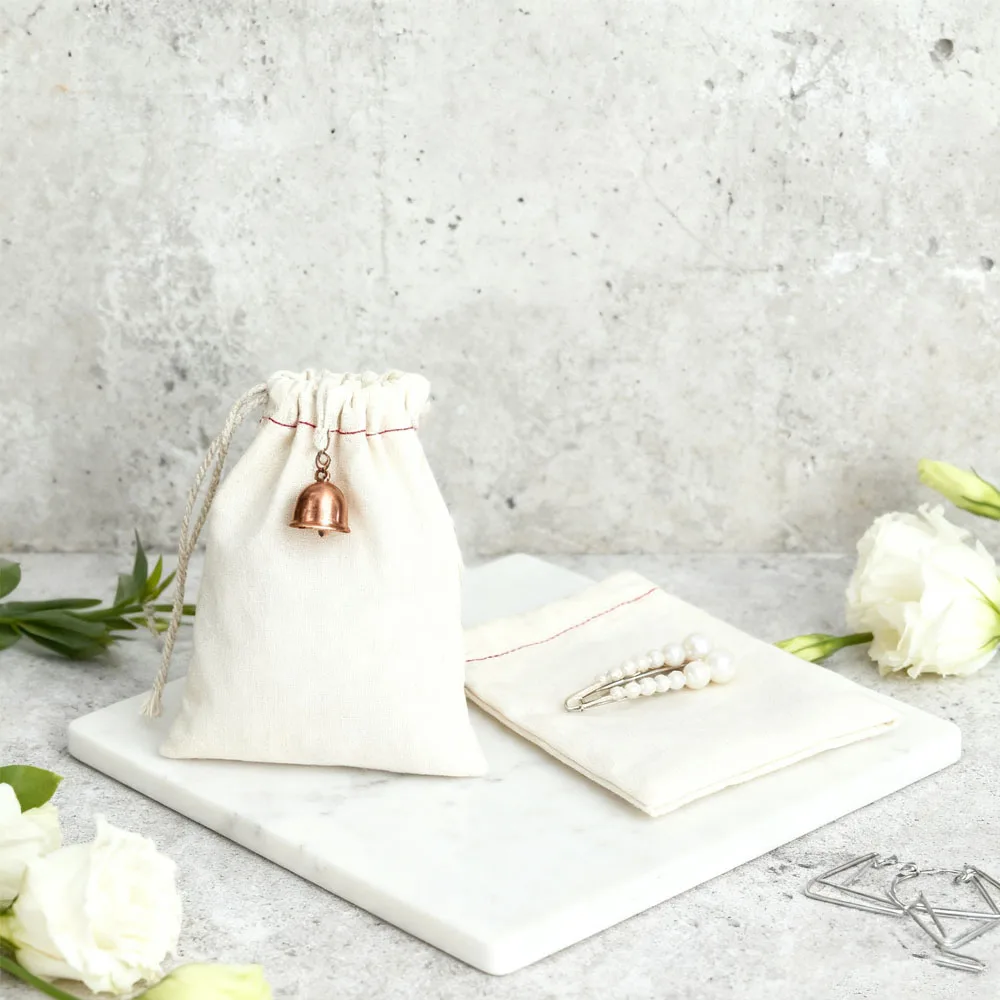 

50pcs/lot Natural Muslin Cotton Bag Earring Display Small Pouches for Wedding Party Candy Bag Custom Logo Personalizado Mariage