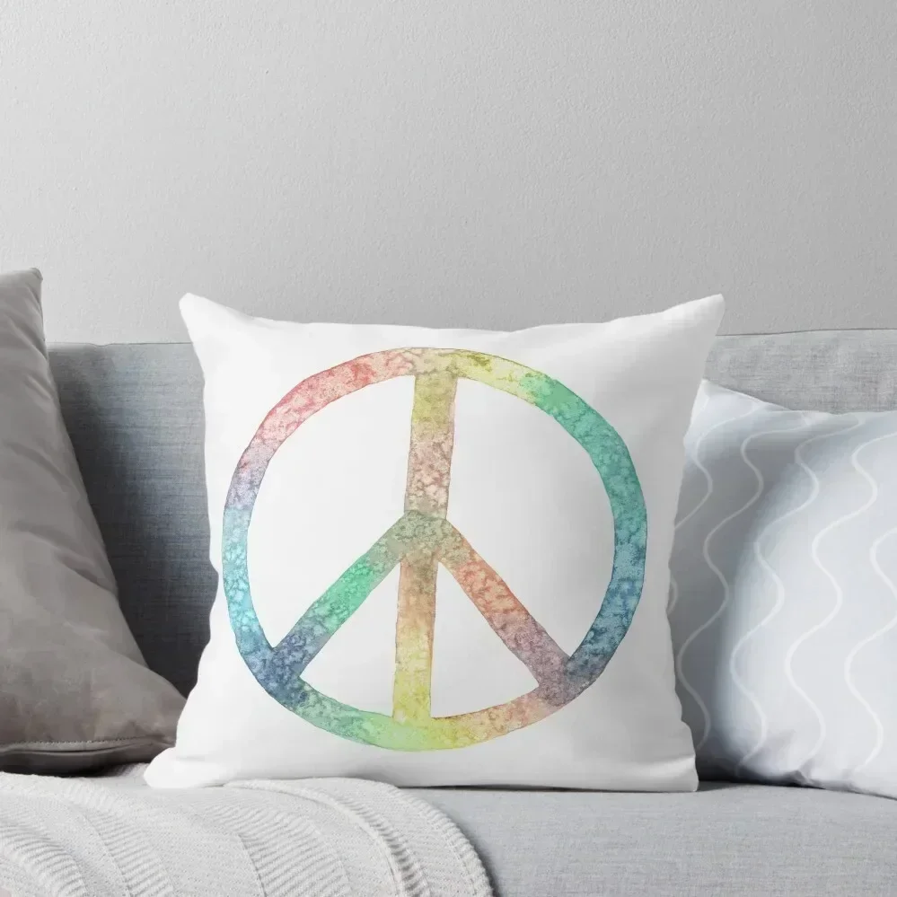 

Watercolor Peace Rainbow II Throw Pillow Room decorating items Cushions For Sofa home decor items Decorative pillowcase pillow