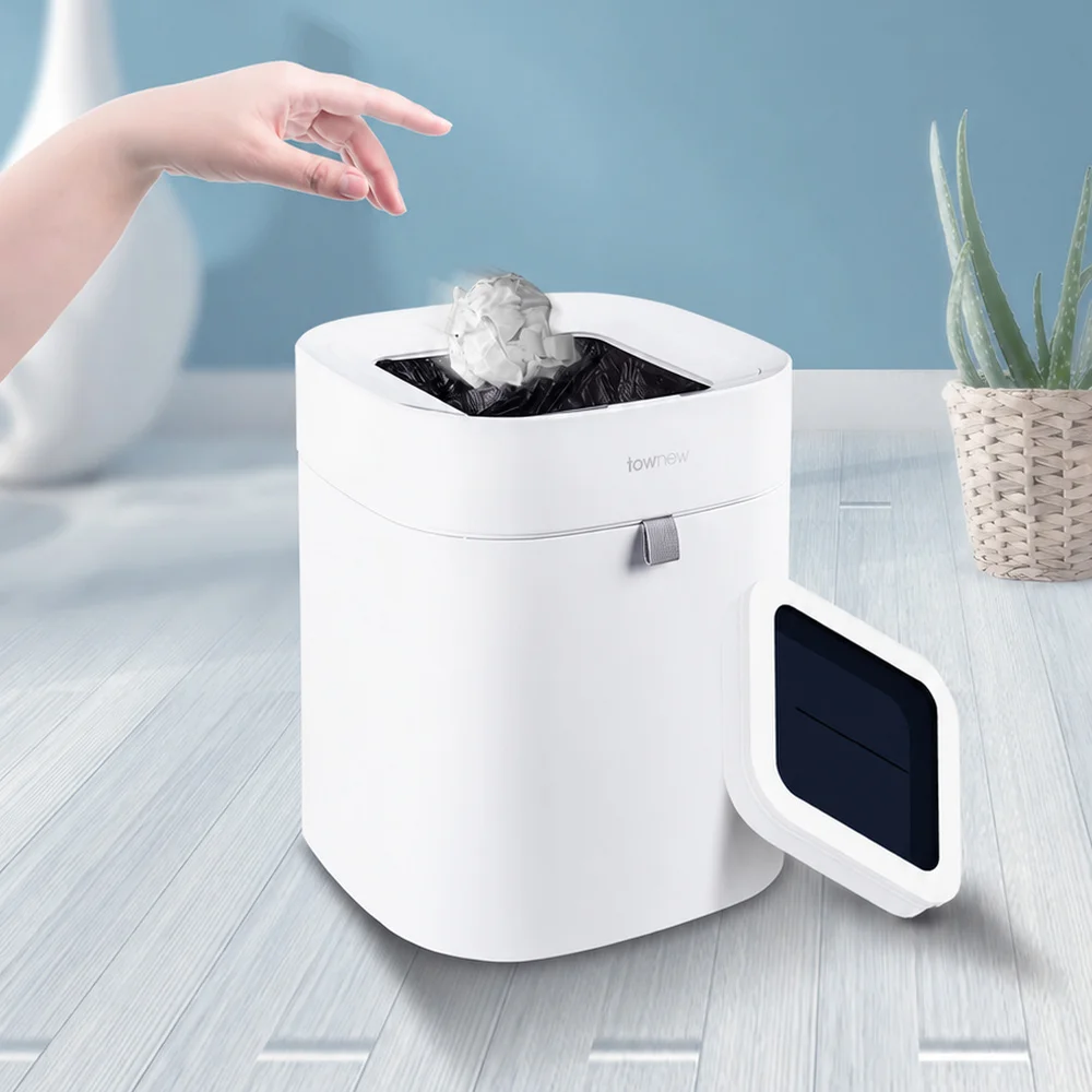 Original Townew Smart Trash Can TAir Ceramic White 12L Bin, room & bath. One-touch pack & blow bag, simple & fully functional -