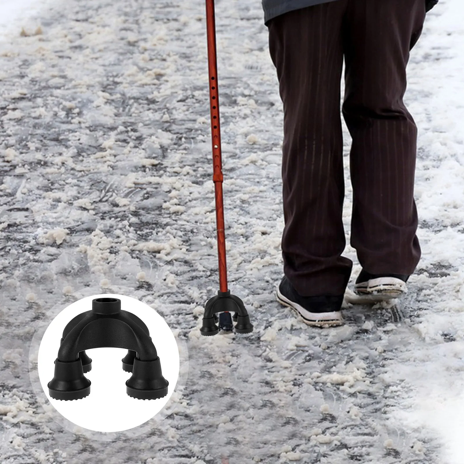 

Non-Slip Quad Cane Tip Replacement For Elderly Walking Sticks Trekking Poles Self-Standing Support Tip Plastic Walking Cane