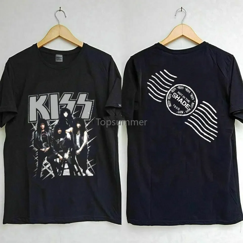 New Vintage 1990 Kiss Rock Band Concert Hot In The Shade T Shirt Gidan Reprint