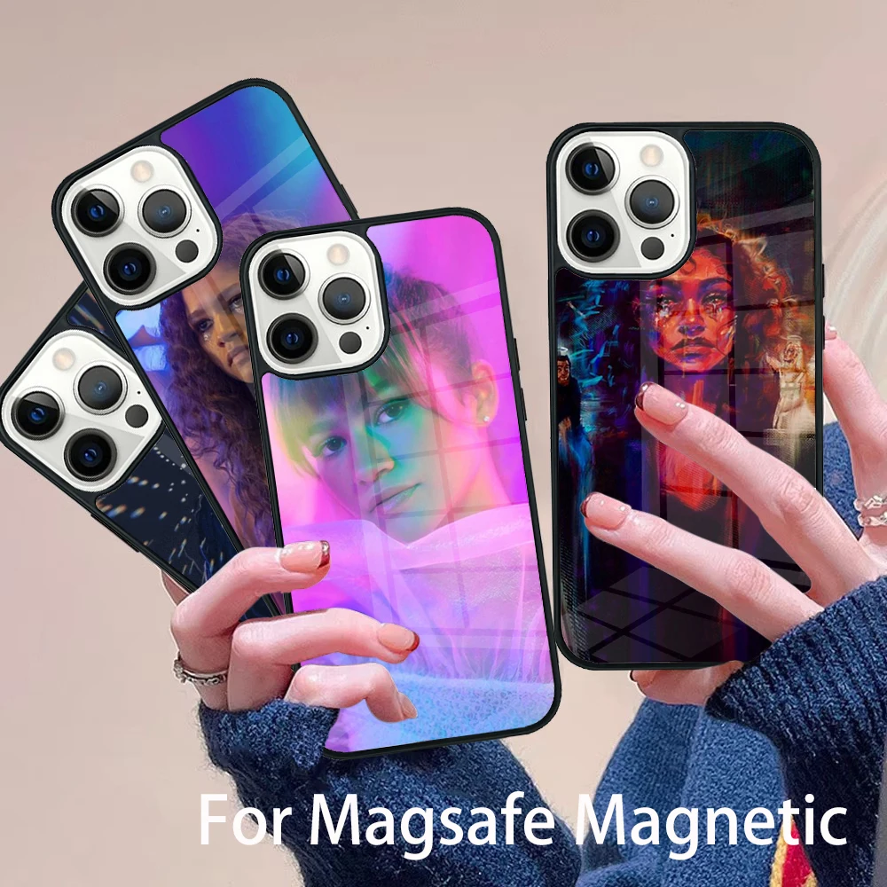 

Euphoria Zendaya Phone Case Magesafe Magnetic Wireless Charge Cover For IPhone 16 11 12 13 14 15 Pro Max Plus Mini