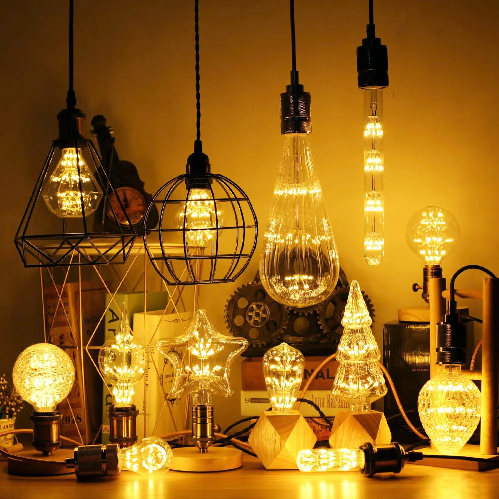 LED Edison Vintage Starry Sky Lamp 3W 2200K  Lightbulb Decorative Christmas Firework Lamp  Bulbs Home Decoration Club Lights