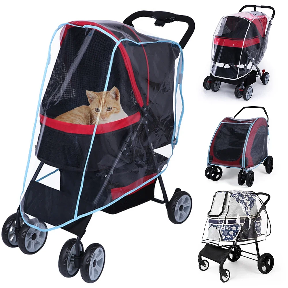 

Pet Cart Raincover Stroller Dust Rain Snow Cover Raincoat Pushchairs Pram Buggy Shield Uv (No pet car)