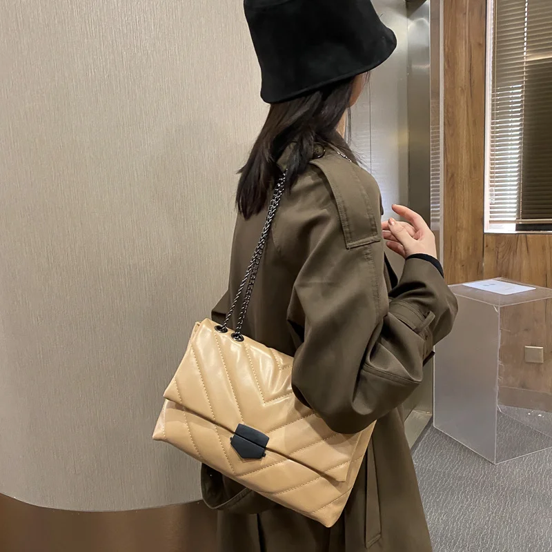 

New Casual Chain Crossbody Bags for Women Soft Pu Leather Messenger Bags Fashion Simple Shoulder Bag Ladies Designer Handbags
