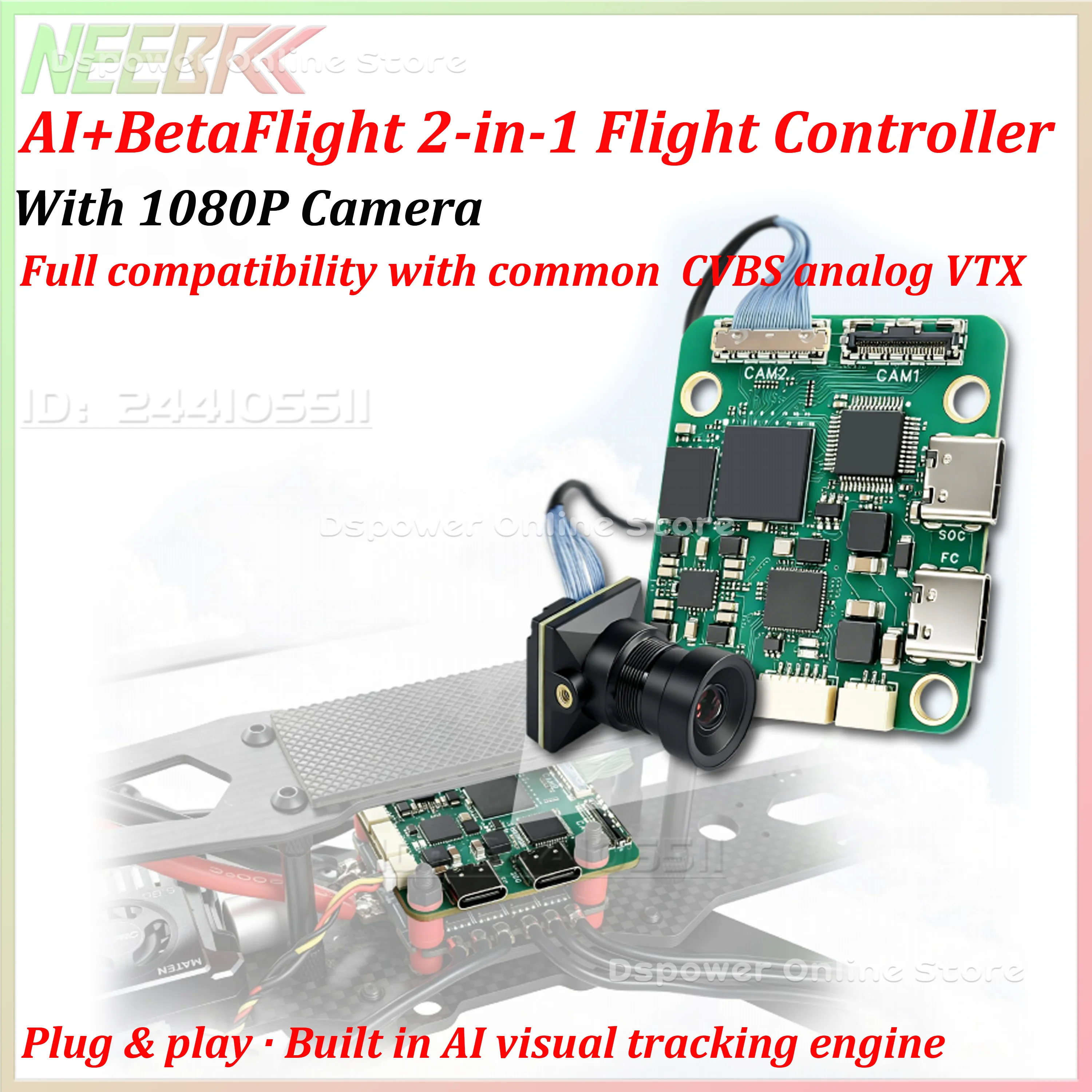 FPV AI Camera Module with Betaflight 2in1 Flight Controller Built in AI Visual Tracking Engine for Long Range Racing Drone Parts