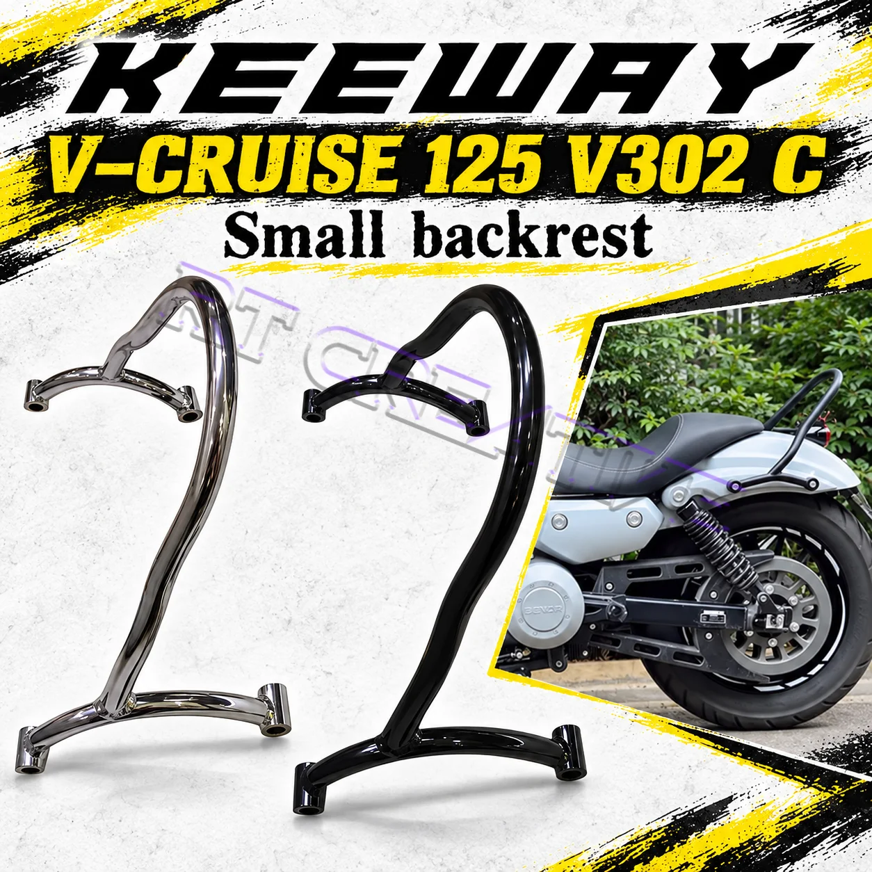Motorcycle Short Bow Sissy Bar Small Rear Backrest For Keeway V302C V Cruise 125 BD300 Bobber Mod