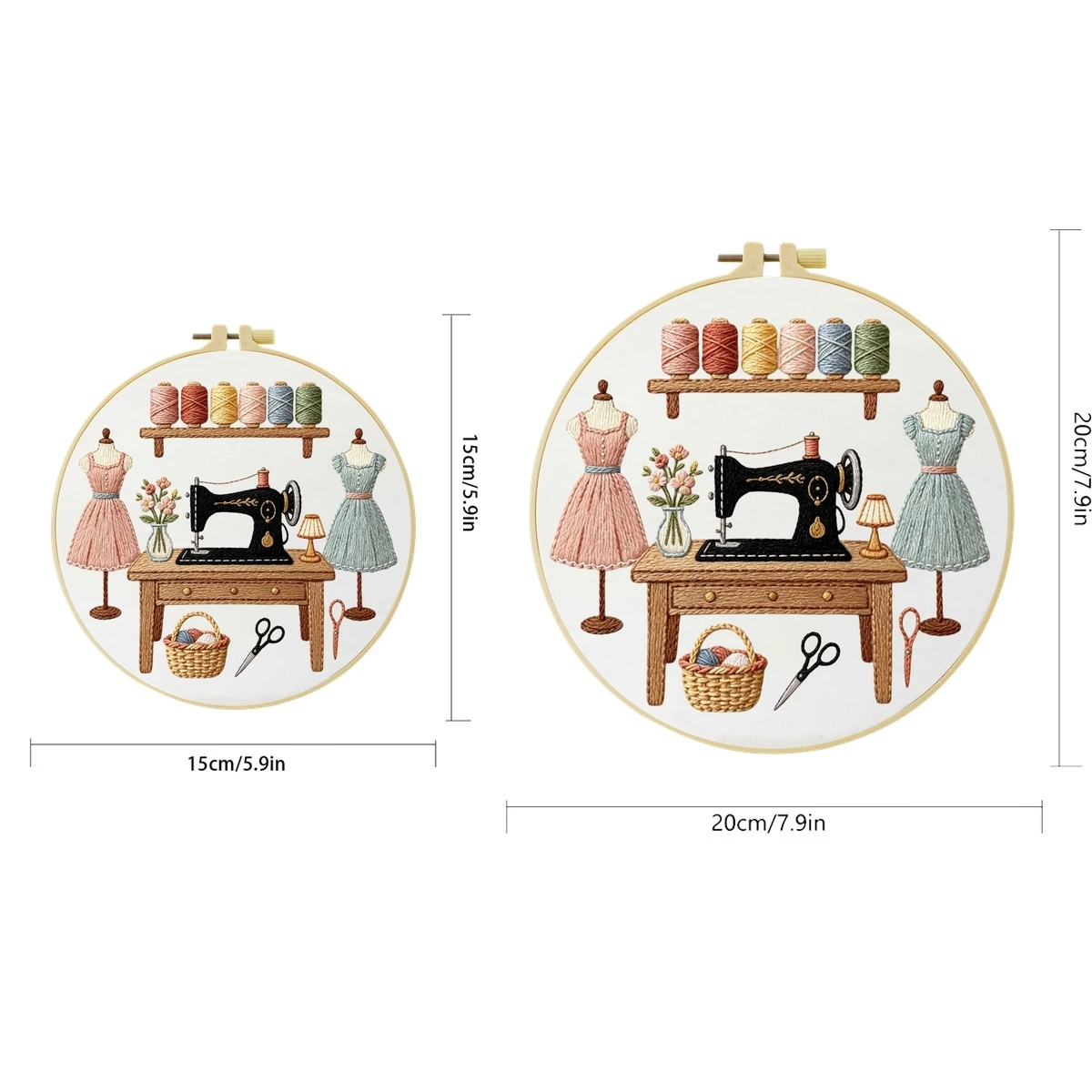1 Set Nähmaschinen-Kleider DIY-Stickerei-Set für Anfänger, Stick-Starter-Kit, Kreuzstich-Kunstgeschenk, Nadelarbeiten – Detail 2