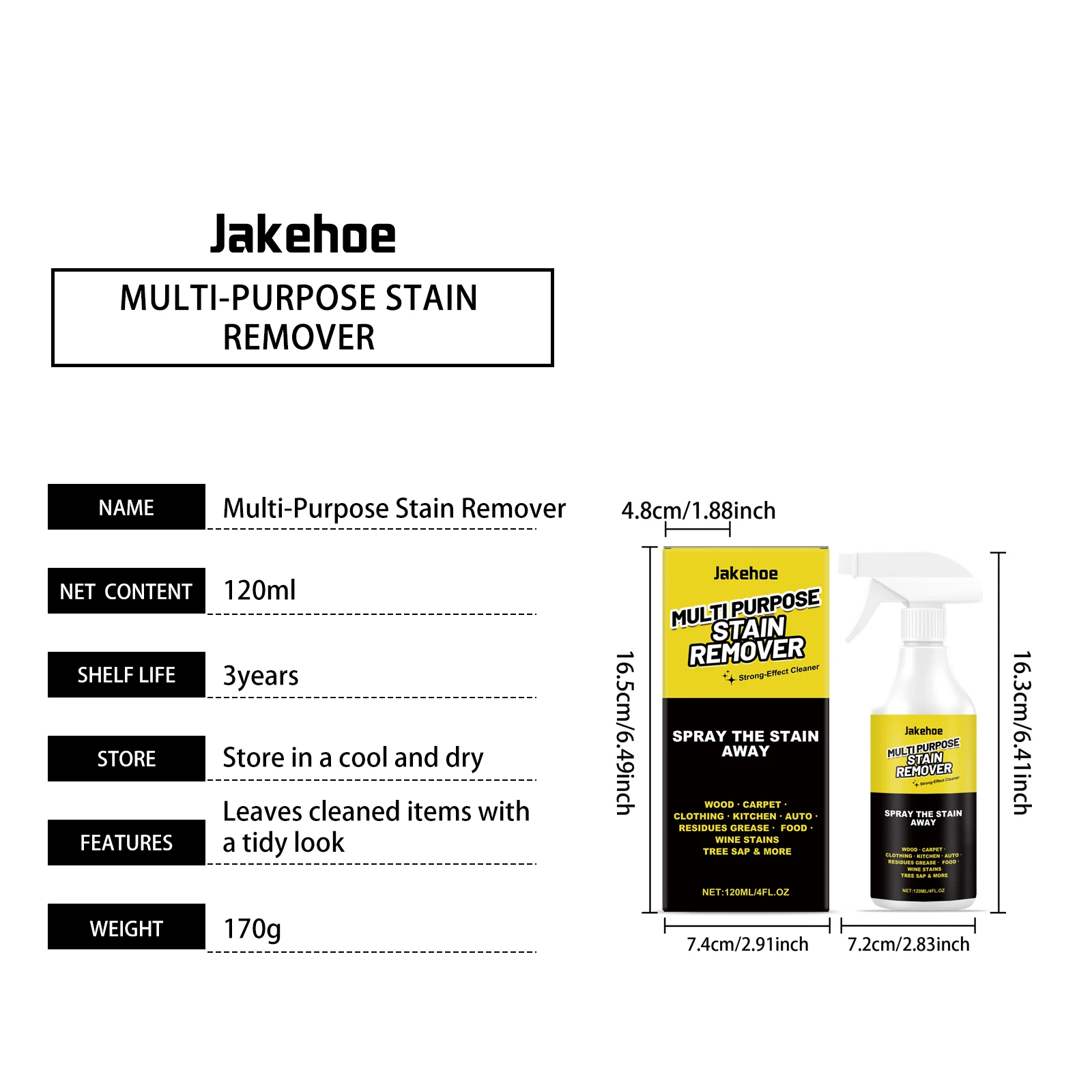 Multifunktionaler Fleckenentferner-Spray Konzentrierter Schnellwirkender Tiefenreiniger für Fett Hartnäckige Schmutz Entkalker Kraftvoller Haushaltsreiniger – Detail 8
