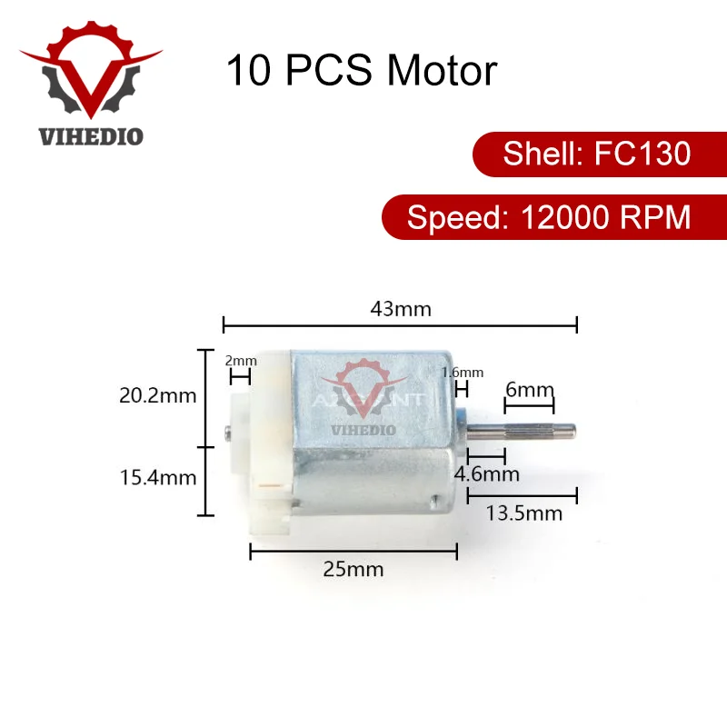 

10 PCS OEM Motor FC130 DC 12000 RPM 43mm DIY Engine For Car Replacement Power Accesseries Forward Rotation Toy High Quality