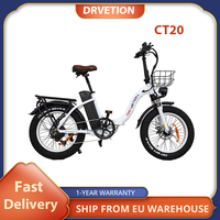 DRVETION CT20 Folding Electric Bike,750W Motor 48V 10Ah/15Ah/20Ah Battery  20*4.0inch Fat Tire City Bike 45km/h Max Speed LCD